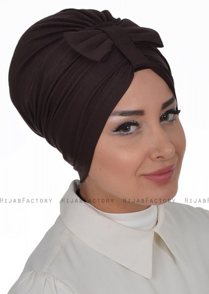 Agnes - Turbante Di Cotone Marrone - Ayse Turban