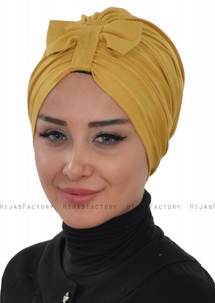 Agnes - Turbante Di Cotone Mostarda - Ayse Turban