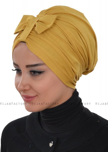 Agnes - Turbante Di Cotone Mostarda - Ayse Turban