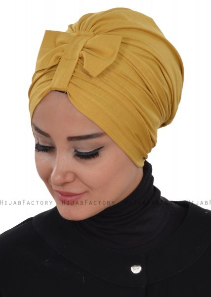 Agnes - Turbante Di Cotone Mostarda - Ayse Turban