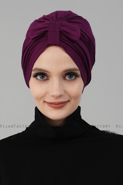 Agnes - Turbante Di Cotone Viola - Ayse Turban
