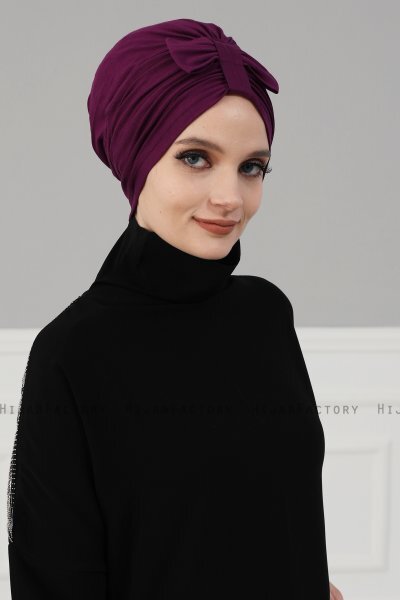 Agnes - Turbante Di Cotone Viola - Ayse Turban