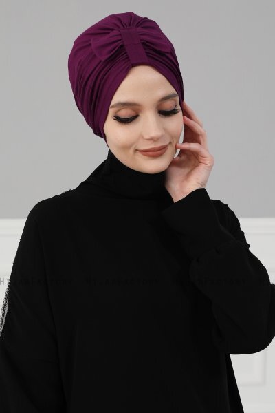 Agnes - Turbante Di Cotone Viola - Ayse Turban