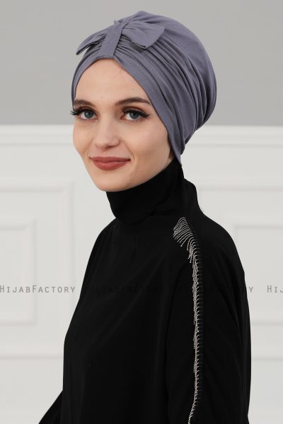 Agnes - Turbante Di Cotone Grigio - Ayse Turban