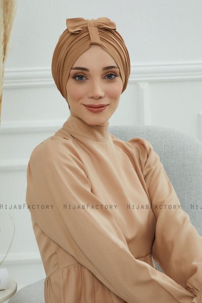 Agnes - Turbante Di Cotone Marrone Chiaro
