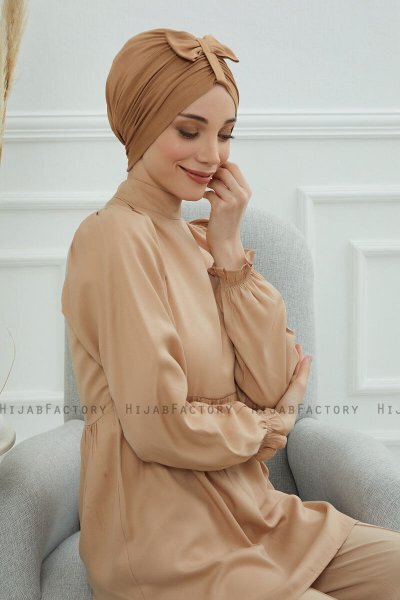 Agnes - Turbante Di Cotone Marrone Chiaro
