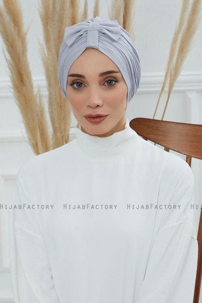 Agnes - Turbante Di Cotone Grigio Chiaro