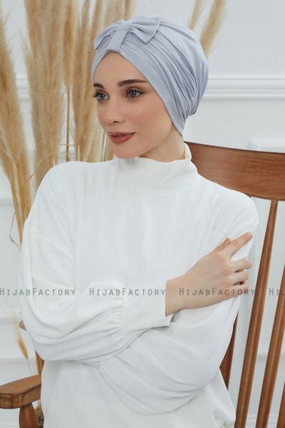 Agnes - Turbante Di Cotone Grigio Chiaro