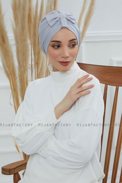 Agnes - Turbante Di Cotone Grigio Chiaro