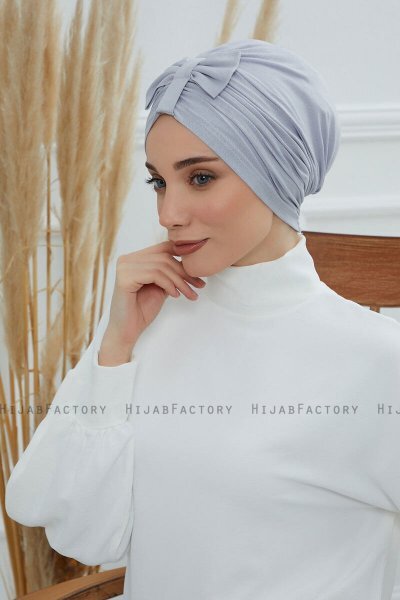 Agnes - Turbante Di Cotone Grigio Chiaro