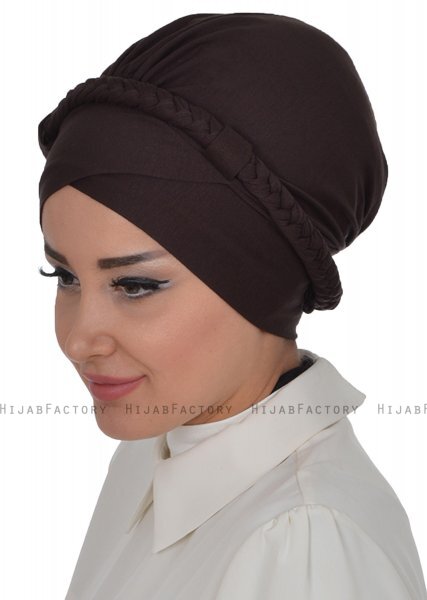 Olivia - Turbante Di Cotone Marrone - Ayse Turban