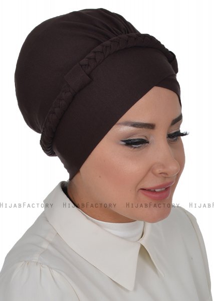 Olivia - Turbante Di Cotone Marrone - Ayse Turban