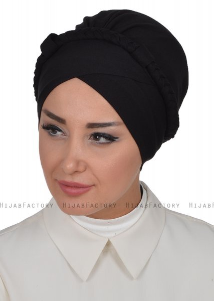 Olivia - Turbante Di Cotone Nero - Ayse Turban