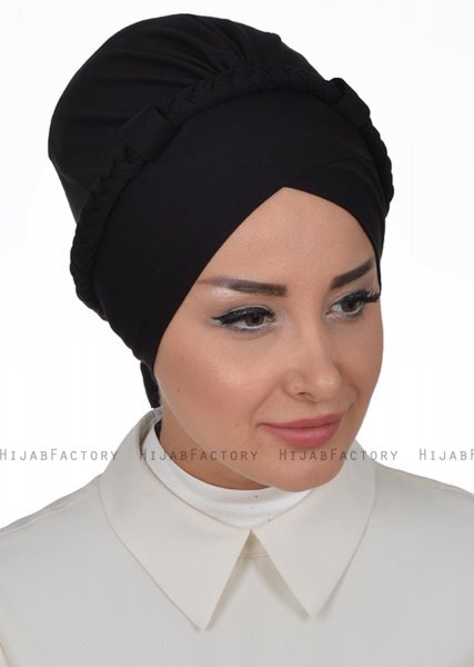 Olivia - Turbante Di Cotone Nero - Ayse Turban