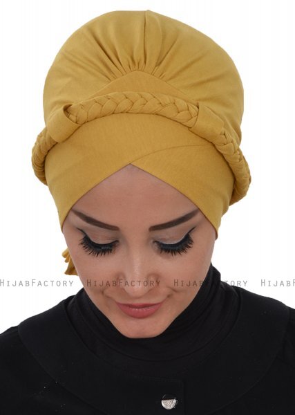Olivia - Turbante Di Cotone Mostarda - Ayse Turban