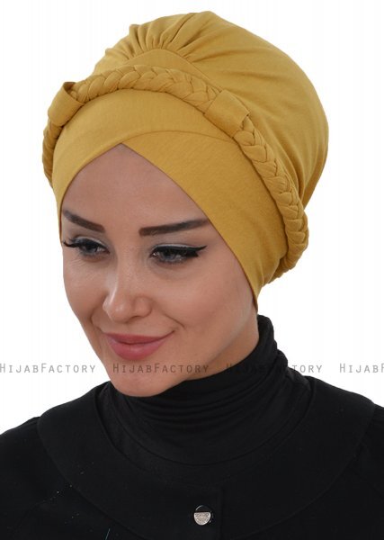 Olivia - Turbante Di Cotone Mostarda - Ayse Turban