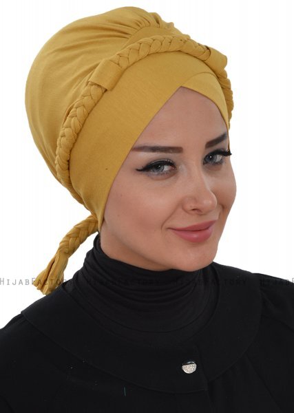 Olivia - Turbante Di Cotone Mostarda - Ayse Turban