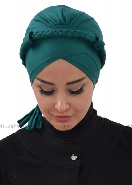 Olivia - Turbante Di Cotone Verde Scuro - Ayse Turban
