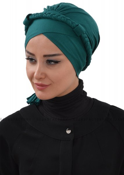 Olivia - Turbante Di Cotone Verde Scuro - Ayse Turban