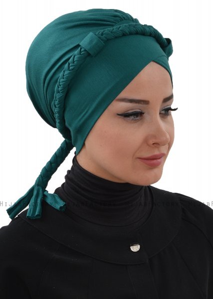 Olivia - Turbante Di Cotone Verde Scuro - Ayse Turban