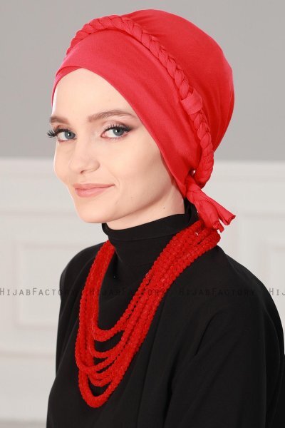 Olivia - Turbante Di Cotone Rosso - Ayse Turban
