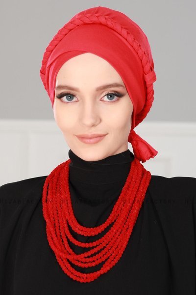 Olivia - Turbante Di Cotone Rosso - Ayse Turban