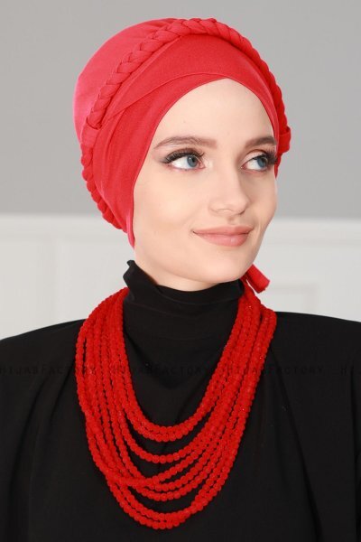 Olivia - Turbante Di Cotone Rosso - Ayse Turban