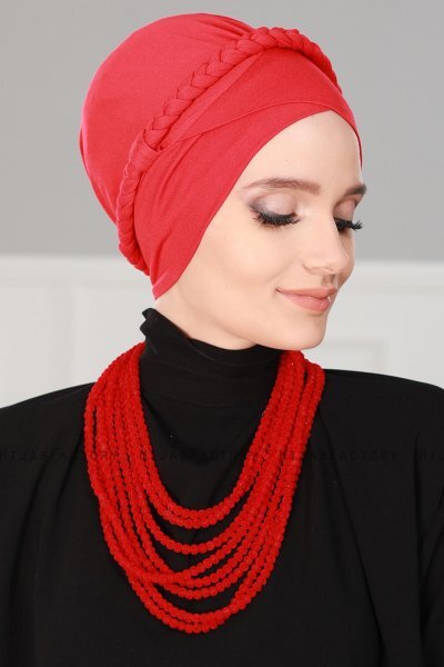 Olivia - Turbante Di Cotone Rosso - Ayse Turban