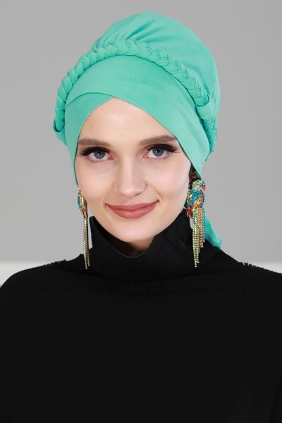 Olivia - Turbante Di Cotone Turchese - Ayse Turban