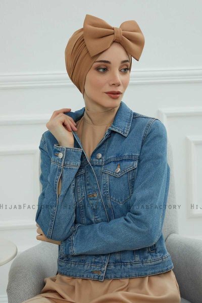 Julia - Turbante Di Cotone Marrone Chiaro