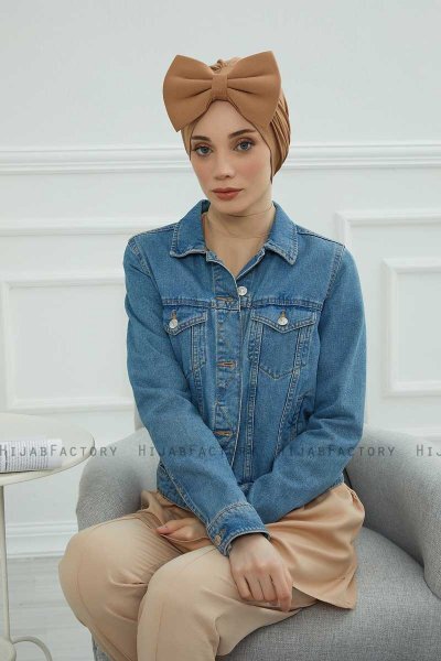 Julia - Turbante Di Cotone Marrone Chiaro