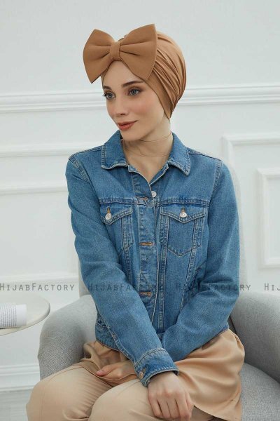 Julia - Turbante Di Cotone Marrone Chiaro