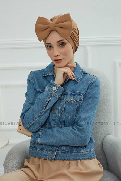 Julia - Turbante Di Cotone Marrone Chiaro