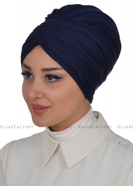 Wilma - Turbante Di Cotone Blu Navy - Ayse Turban