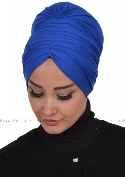 Wilma - Turbante Di Cotone Blu - Ayse Turban