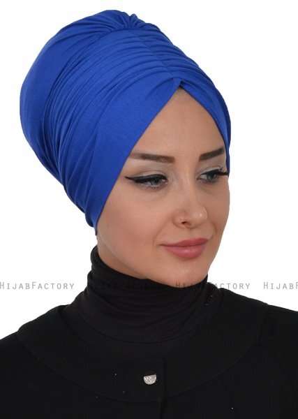 Wilma - Turbante Di Cotone Blu - Ayse Turban