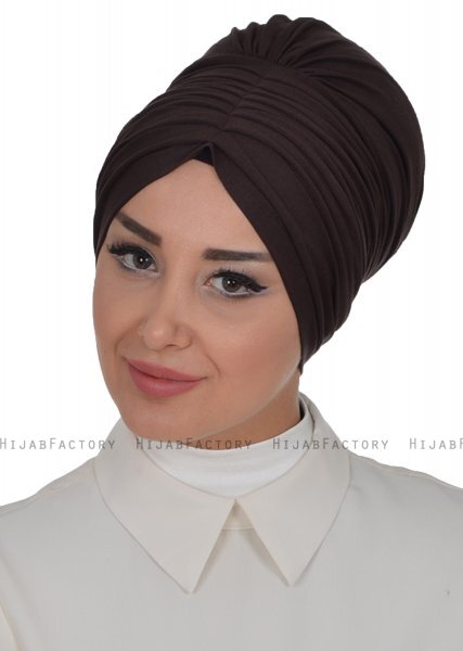 Wilma - Turbante Di Cotone Marrone - Ayse Turban