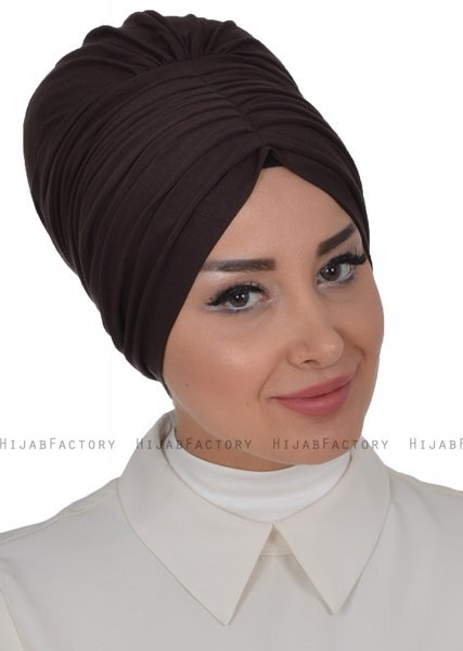 Wilma - Turbante Di Cotone Marrone - Ayse Turban