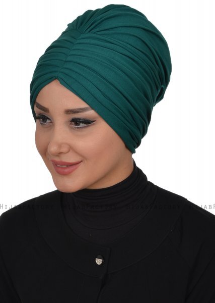 Wilma - Turbante Di Cotone Verde Scuro - Ayse Turban