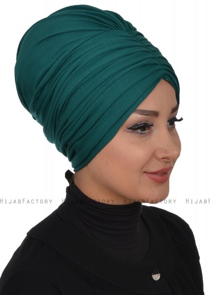 Wilma - Turbante Di Cotone Verde Scuro - Ayse Turban
