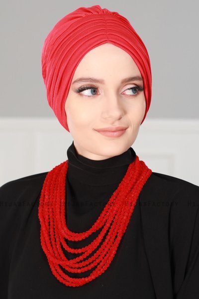 Wilma - Turbante Di Cotone Rosso - Ayse Turban