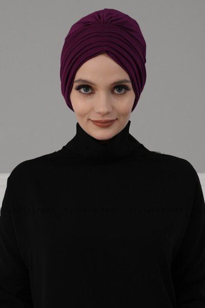 Wilma - Turbante Di Cotone Viola - Ayse Turban
