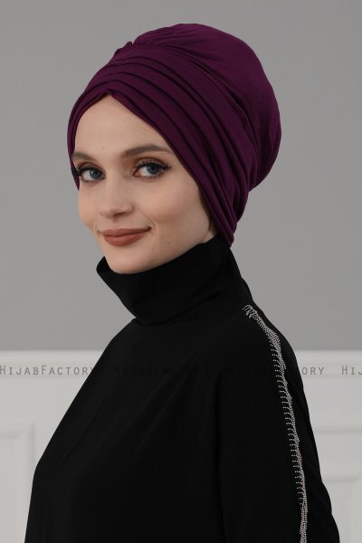 Wilma - Turbante Di Cotone Viola - Ayse Turban