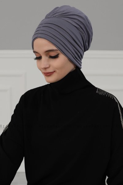 Wilma - Turbante Di Cotone Grigio - Ayse Turban