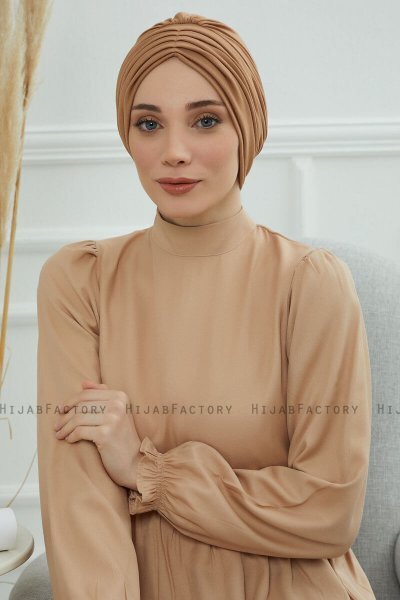 Wilma - Turbante Di Cotone Marrone Chiaro
