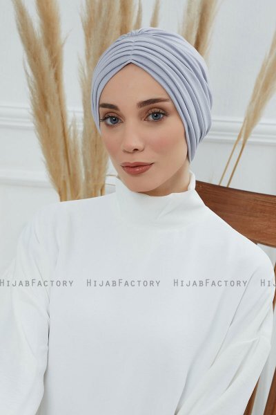 Wilma - Turbante Di Cotone Grigio Chiaro