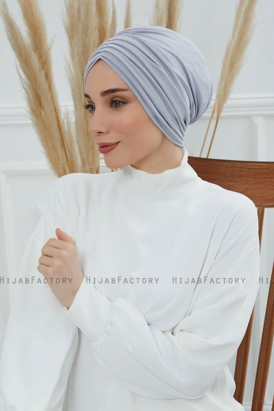 Wilma - Turbante Di Cotone Grigio Chiaro