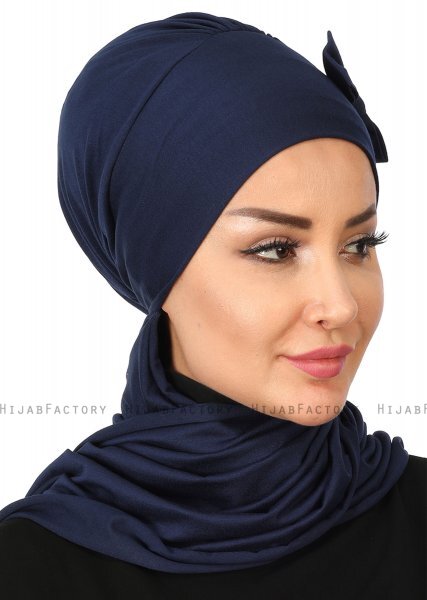 Bianca - Turbante Di Cotone Blu Navy