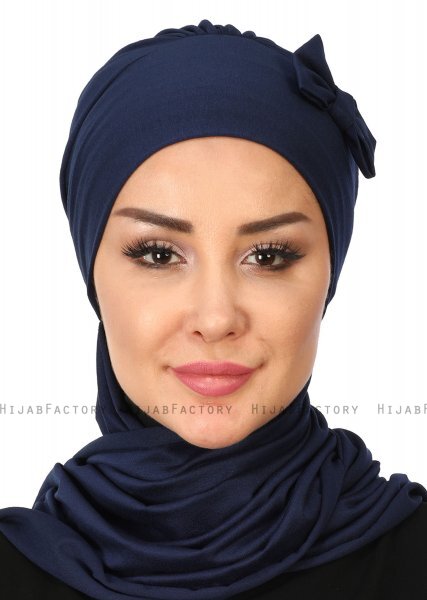 Bianca - Turbante Di Cotone Blu Navy