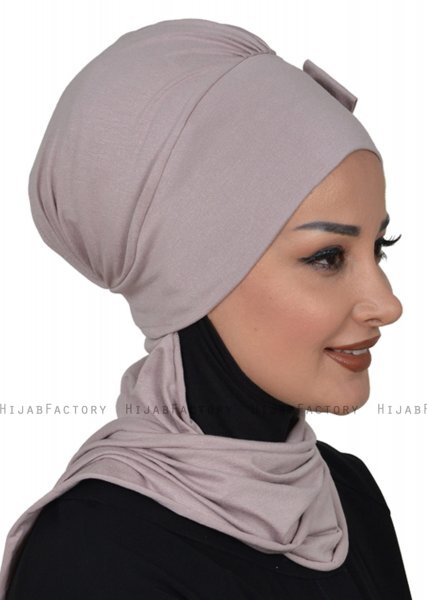 Bianca - Turbante Di Cotone Taupe